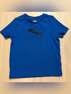 Puma Boys 4T Blue Logo Graphic Short Sleeve Athletic Tee